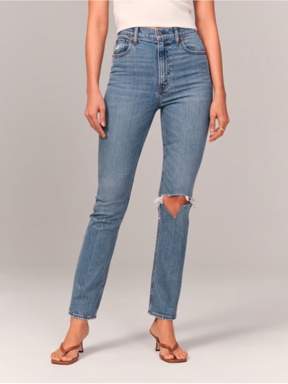 Abercrombie & Fitch the 90s slim straight high rise curve love size 28/6R